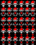 Black Red Skull Santa Hat Floral Rug