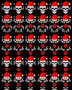 Black Red Skull Santa Hat Floral Rug