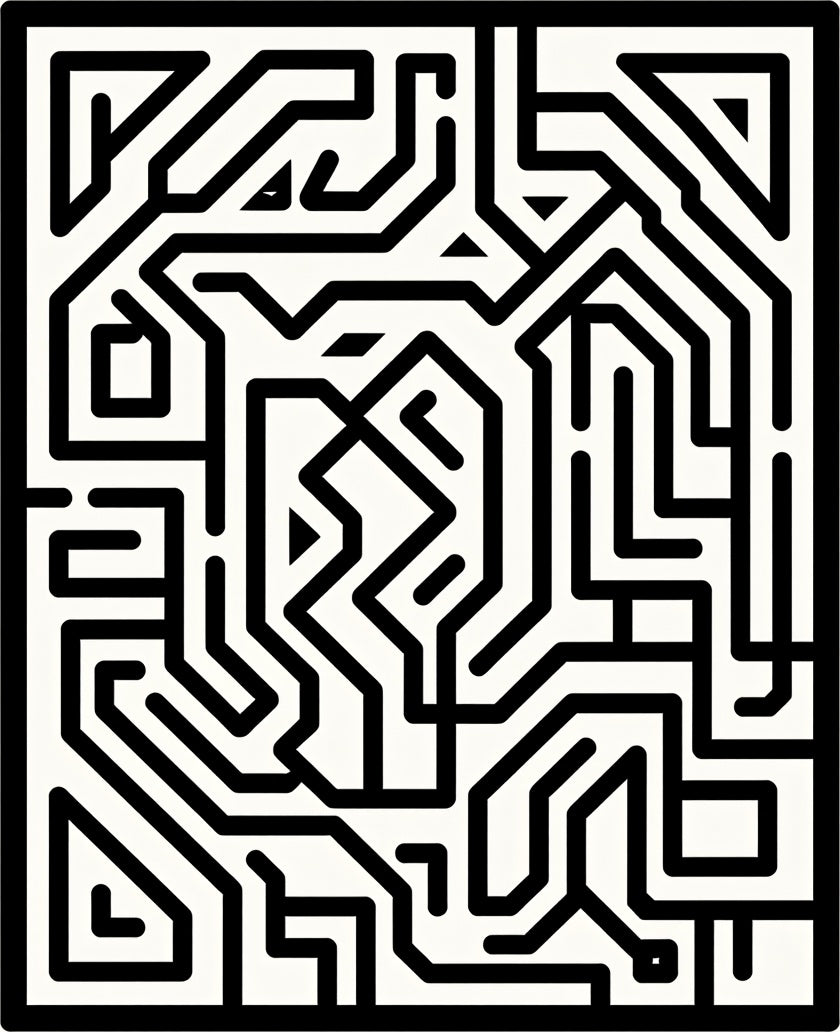 Modern Geometric Maze Pattern Rug