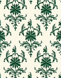 Ornate Green Damask Pattern Rug
