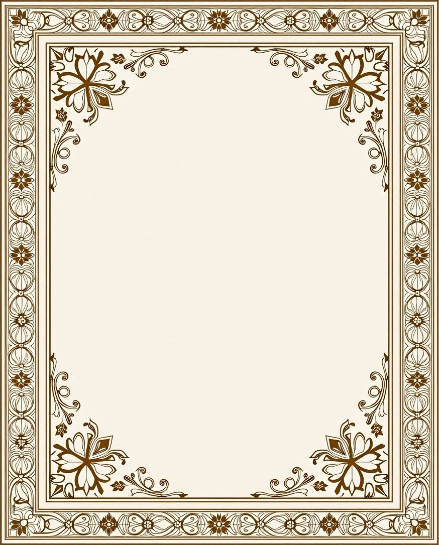 Ornate Floral Scrollwork Border Design Rug