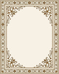 Ornate Floral Scrollwork Border Design Rug