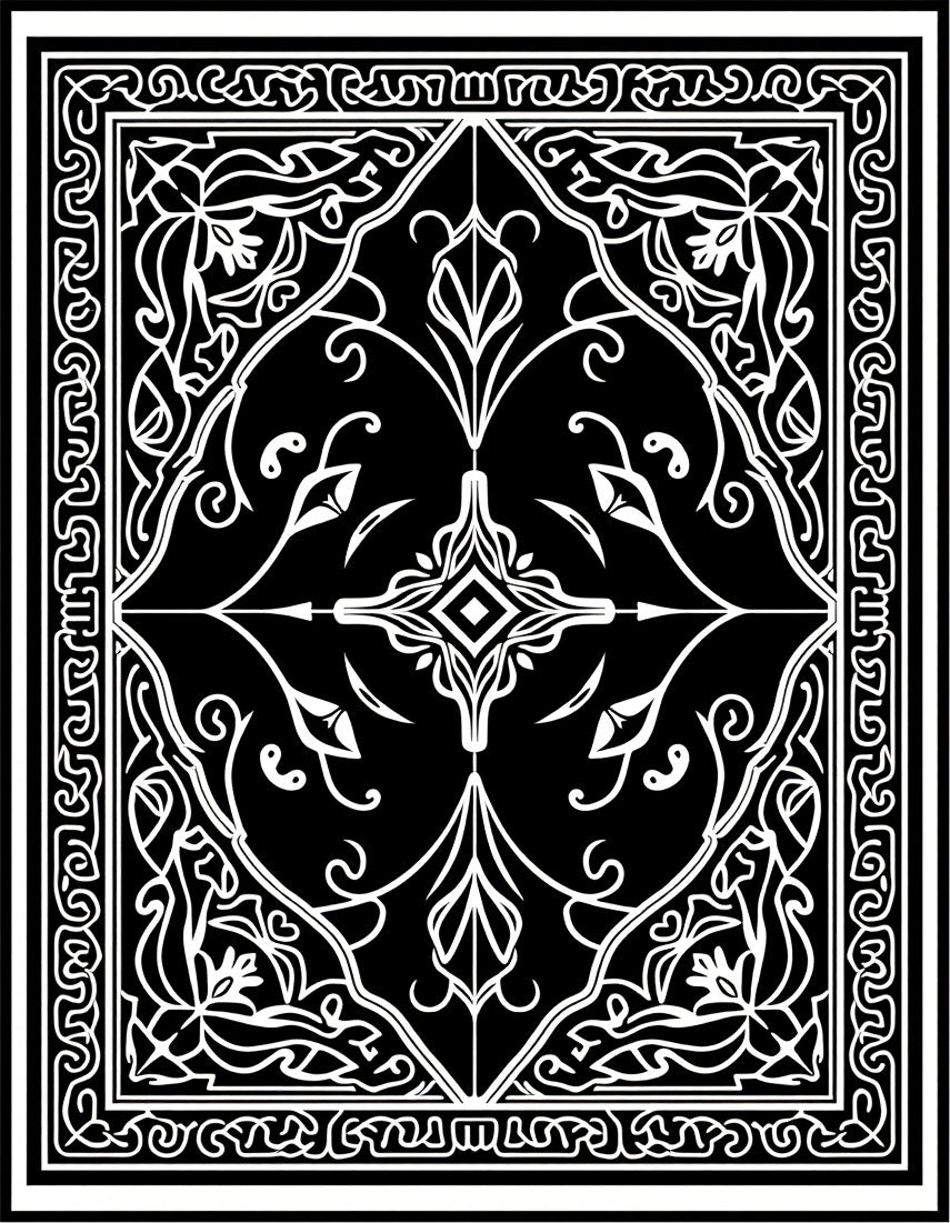 Monochromatic Intricate Floral Symmetry Rug