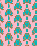 Art Deco Teal Fan Pattern Rug