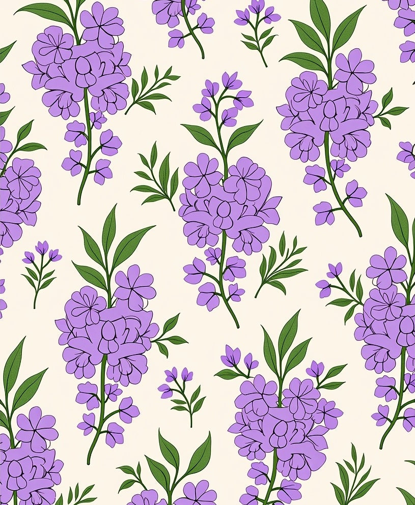 Lavender Floral Botanical Pattern Rug
