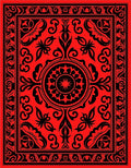 Red and Black Floral Medallion Scroll Rug