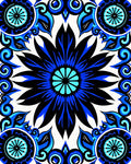 Bold Blue Floral Mandala Pattern Rug