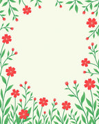 Red Floral Vine Patterned Rug