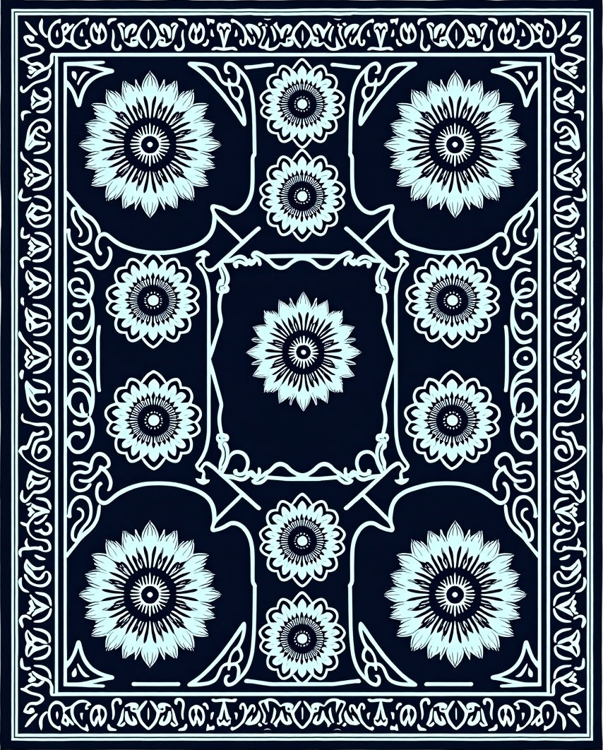 Bold Floral Symmetry Design Rug