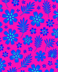 Bold Blue Floral Tropical Pattern Rug