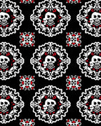 Black White Red Skull Medallion Rug