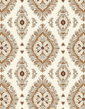 Brown Cream Baroque Damask Floral Rug