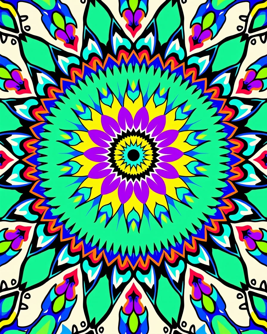 Vibrant Mandala Floral Pattern Rug