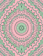 Pastel Pink Mint Mandala Bloom Rug