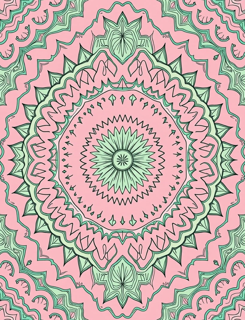 Pastel Pink Mint Mandala Bloom Rug