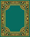Elegant Black Gold Floral Frame Rug