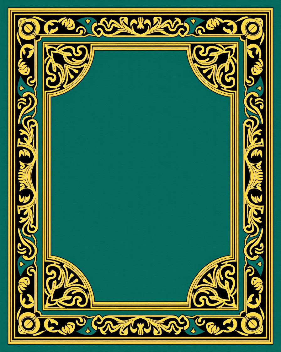 Elegant Black Gold Floral Frame Rug