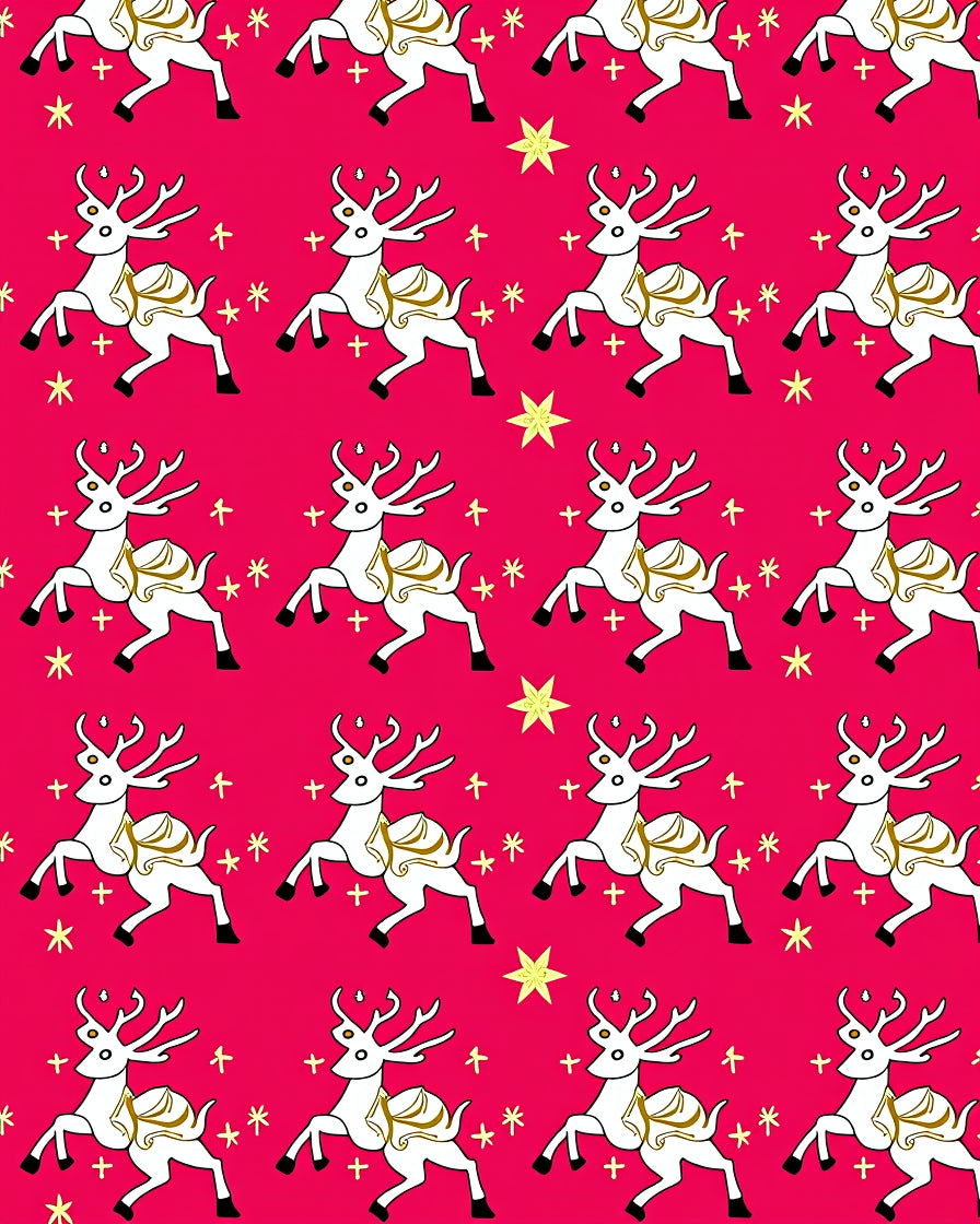 Merry Reindeer Glitter Star Rug