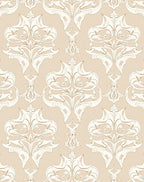Neutral Damask Floral Ornament Rug