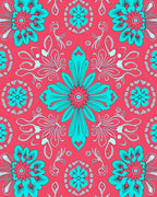 Vibrant Floral Symmetry Pattern Rug