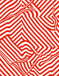 Red White Wavy Geometric Design Rug