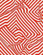 Red White Wavy Geometric Design Rug