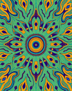 Vibrant Psychedelic Mandala Pattern Rug