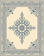 Classic Floral Medallion Border Rug Design Rug