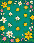 Teal Floral Garden Charm Rug