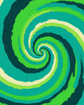 Green Blue Abstract Spiral Design Rug