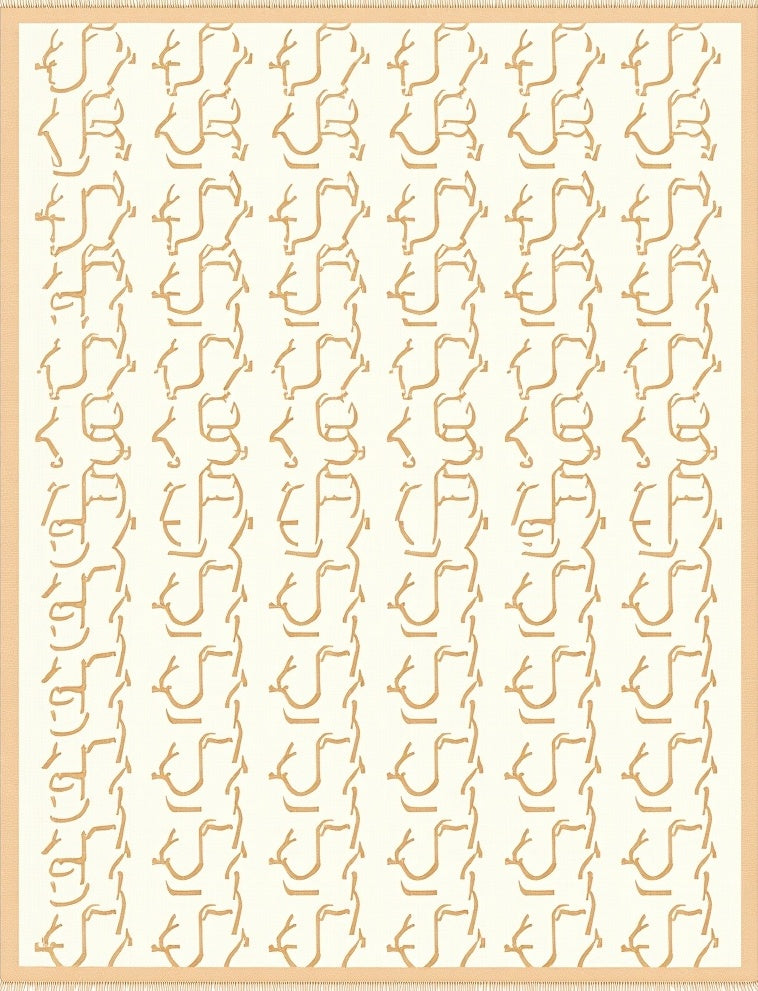 Cream and Gold Abstract Latch Rug