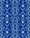 Ornate Blue Floral Scroll Pattern Rug