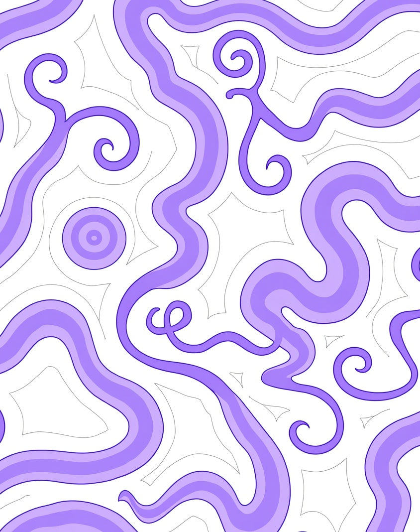 Abstract Swirls Purple Pattern Rug