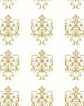 Elegant Gold Crested Floral Design Rug