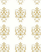 Elegant Gold Crested Floral Design Rug