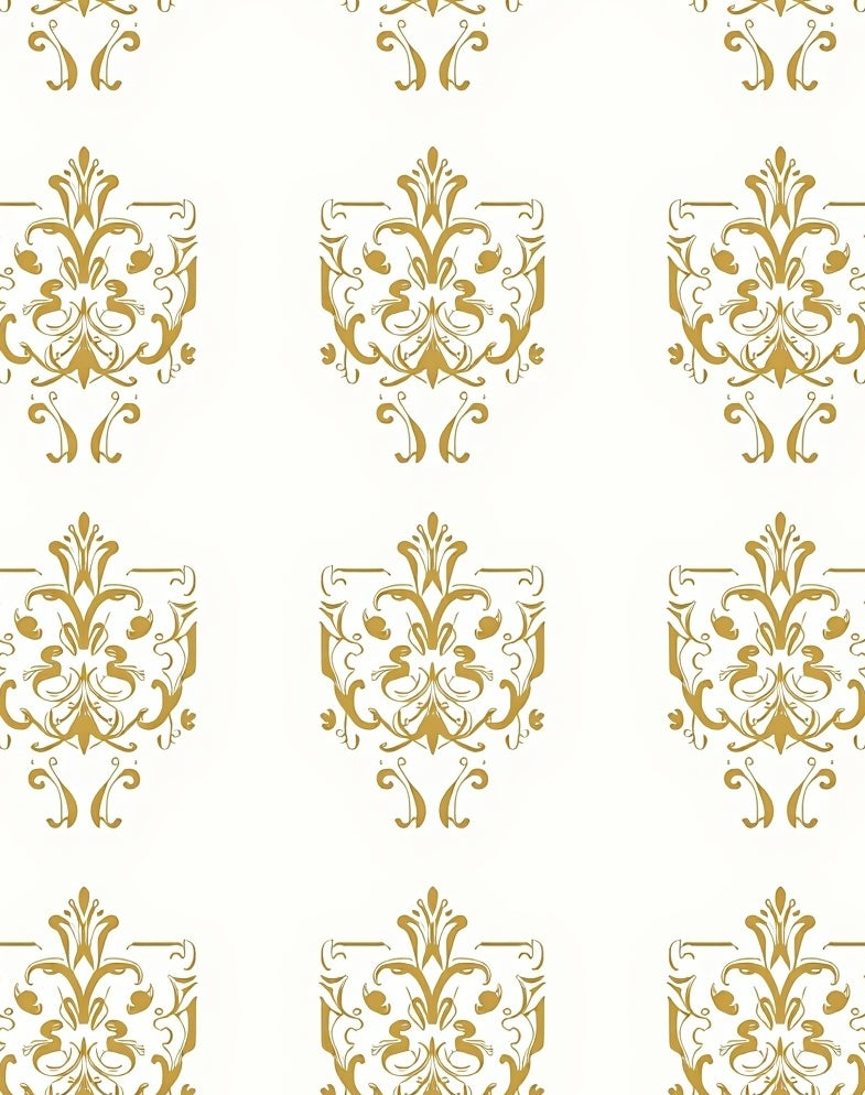 Elegant Gold Crested Floral Design Rug