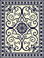 Classic Floral Scrollwork Cream Navy Rug