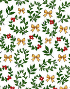 Green Holly Berry Gold Bows Rug