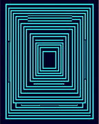 Abstract Cyan Square Pattern Rug