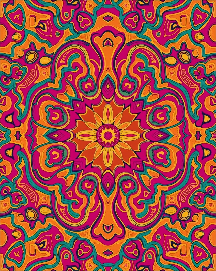 Vibrant Boho Kaleidoscope Pattern Rug