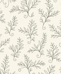 Botanical Outline Patterned Cream Rug