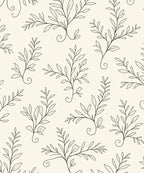 Botanical Outline Patterned Cream Rug