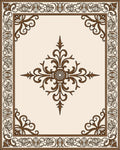 Ornate Scrollwork Brown Cream Pattern Rug