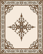 Ornate Scrollwork Brown Cream Pattern Rug