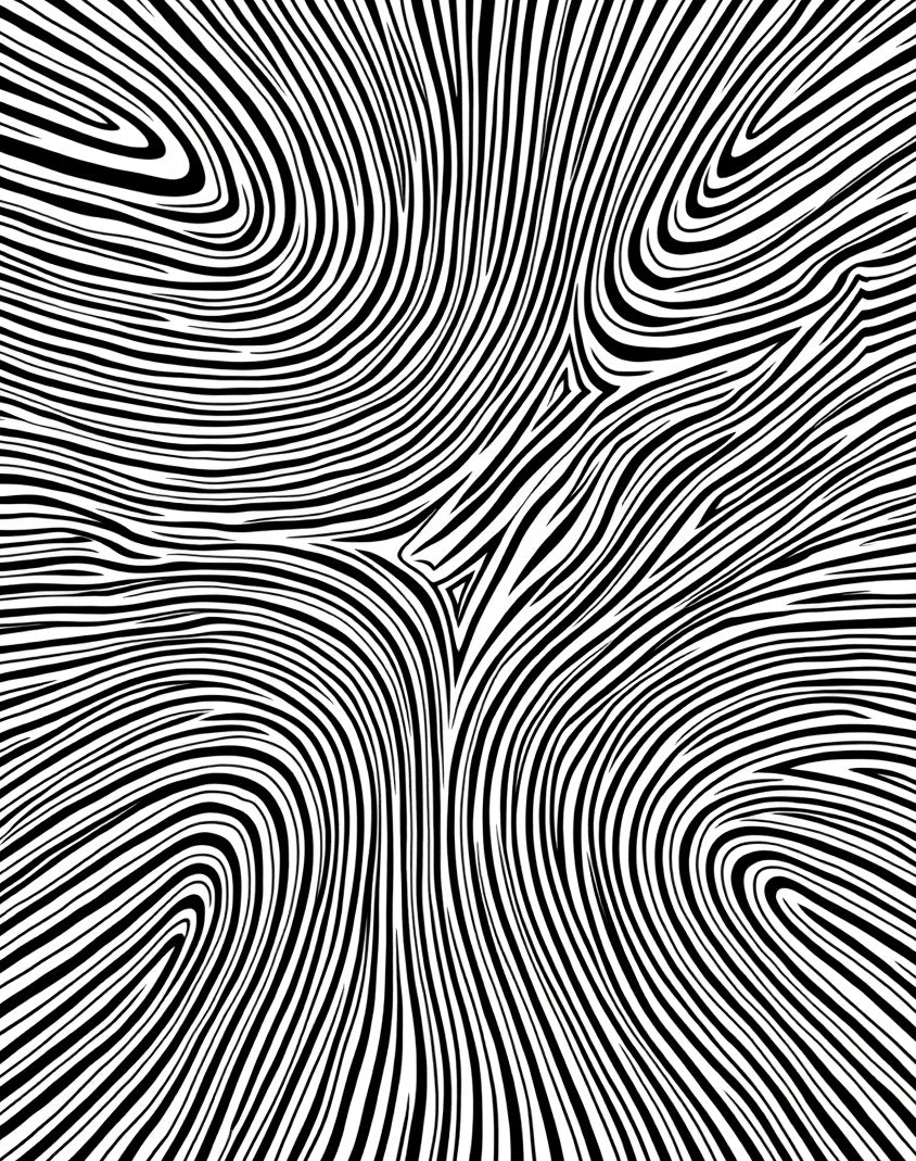 Black White Flowing Stripes Design Rug