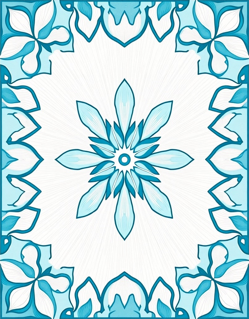 Blue Floral Mandala Pattern Rug