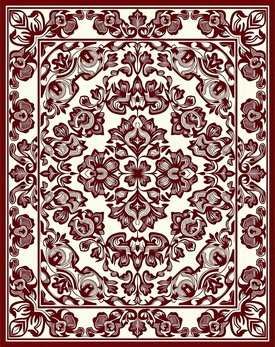 Classic Floral Symmetry Pattern Rug