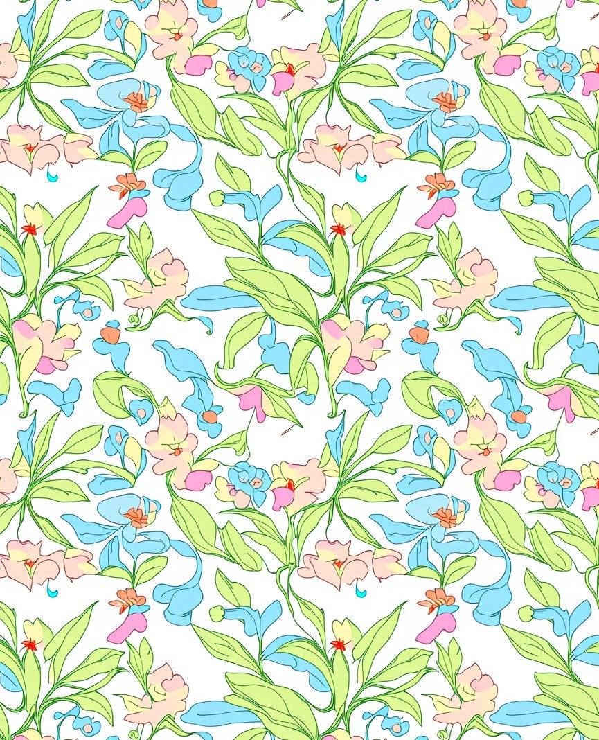 Pastel Floral Garden Nature Design Rug