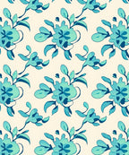 Abstract Teal Floral Pattern Rug