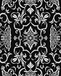 Classic Floral Paisley White On Black Rug